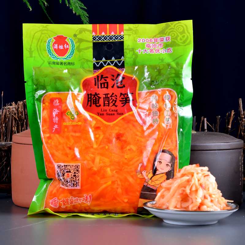 云南傣味傣族红酸笋丝500g泡酸笋临沧特产傣家腌制酸笋子臭竹笋