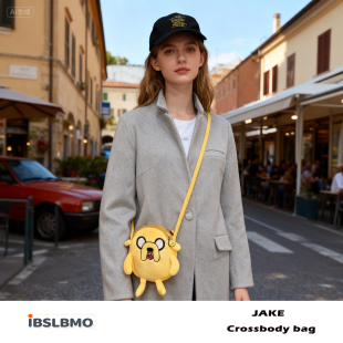 正版AdventureTime探险活宝BMO老皮杰克单肩斜挎毛绒玩具包卡通