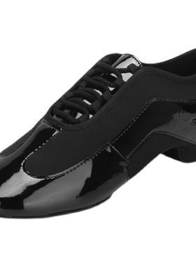 新版ADSMISSFUN舞鞋A8003-03黑色拼弹力布2CM平跟软底练习鞋两点