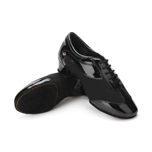 ADS拉丁舞鞋中跟亮皮漆皮拼接款