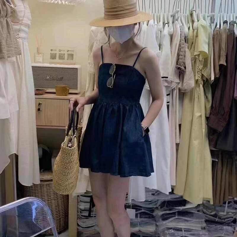 高级感减龄小个子吊带牛仔连体裤女2024秋季显瘦高腰阔腿连身裙裤