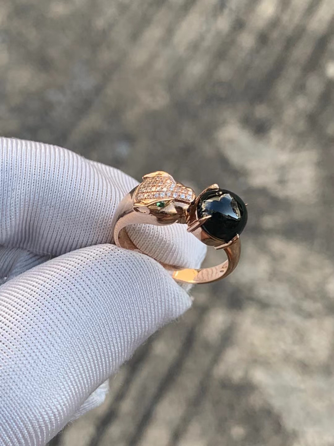 凝墨家天然缅甸翡翠18k玫瑰金镶嵌墨翠蛋面豹子头款女士戒指12圈,珠宝/钻石/翡翠,戒指/指环,淘宝优惠券,粉丝福利购,淘宝优惠卷