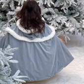 爱莎公主披风冰雪奇缘女童秋冬新款 艾莎披肩爱沙儿童斗篷加绒外套