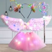 发光天使翅膀小女孩蝴蝶背饰闪光玩具奇妙仙子魔法棒花仙子四件套