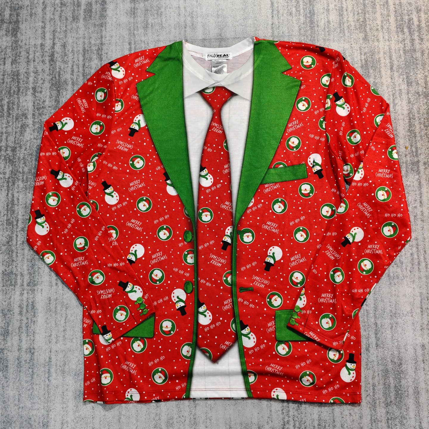 出口尾货3D照片仿真印花圣诞节Christmas西服圆领长袖T恤T-Shirt