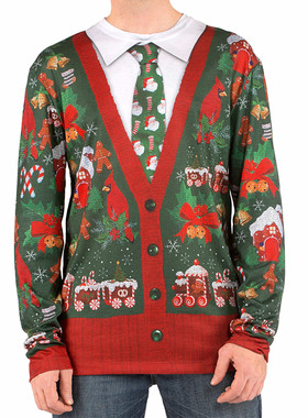 绿色丑陋的圣诞节开襟羊毛衫的T恤主题3D印花圆领长袖休闲派包邮