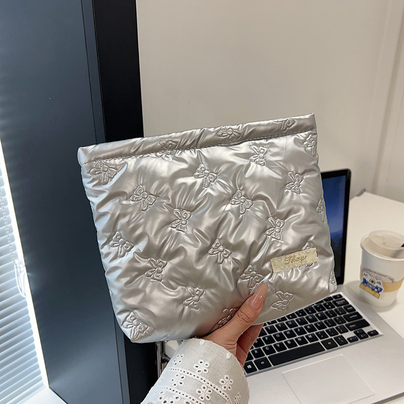 韩系绗缝pu蝴蝶手拿包大容量化妆包护肤品零钱包内胆多功能收纳袋,收纳整理,化妆包,淘宝优惠券,粉丝福利购,淘宝优惠卷