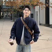 复古夹克冬装 厚外套男2026新款 立领加厚休闲短款 美式 棉服冬季 男生