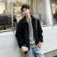 黑色翻领毛呢夹克棉服男生冬季 2026新款 轻薄宽松加厚上衣棉衣外套