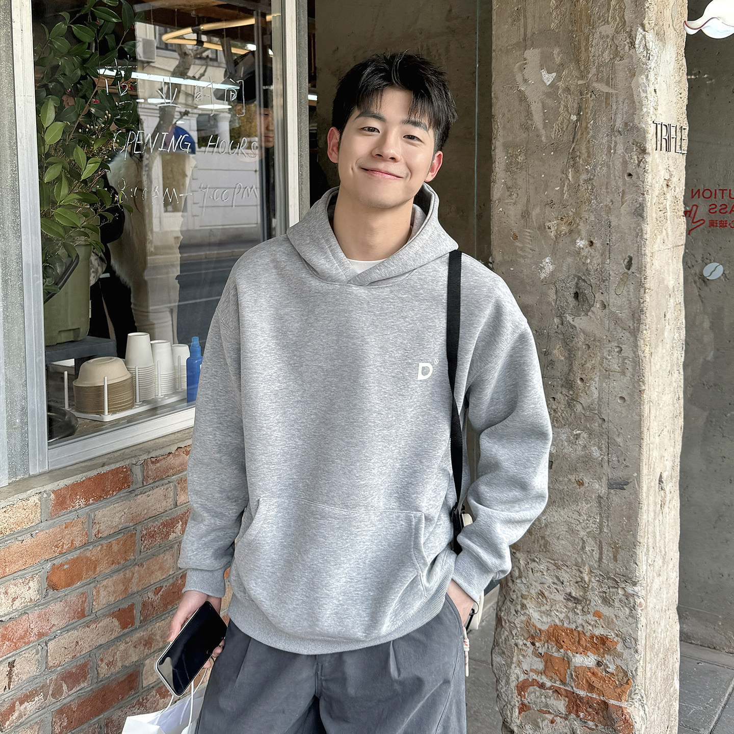 400g重磅花灰色字母印花连帽卫衣男春季美式宽松休闲上衣外套男生,男装,卫衣,淘宝优惠券,粉丝福利购,淘宝优惠卷