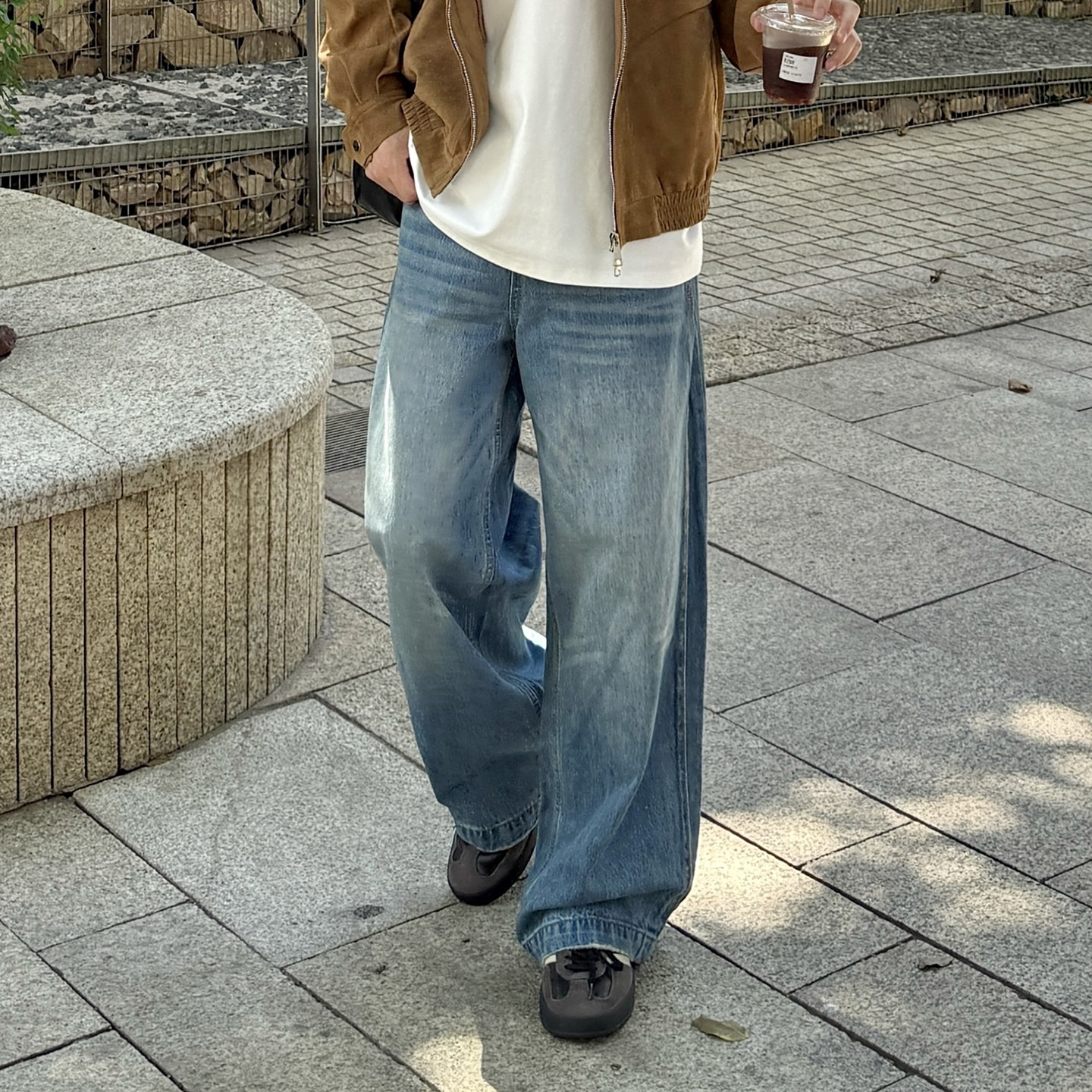 蓝色直筒水洗牛仔裤男生2025新款秋季裤子百搭潮流宽松休闲长裤