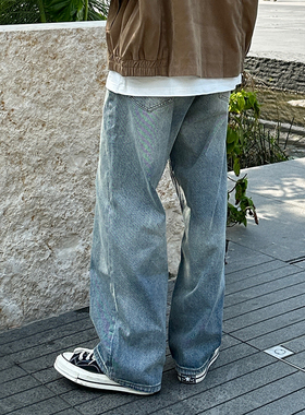 2025新款宽松直筒牛仔裤春秋款男生长裤子百搭休闲潮流垂感