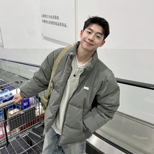 纯色立领夹克反光羽绒服冬季 外套上衣宽松棉服加厚保暖 男2025新款