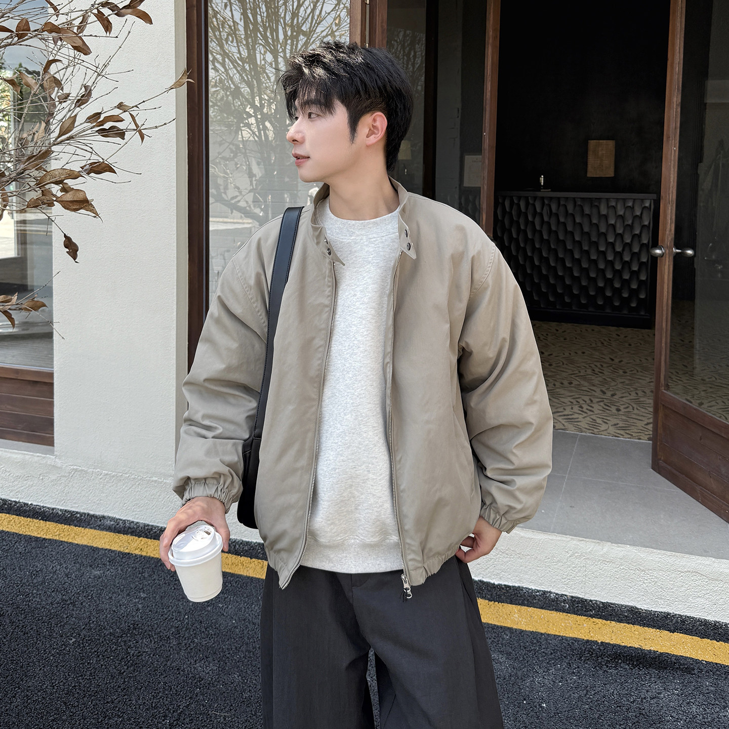 轻薄白鸭绒羽绒服男2026冬新款户外防风哈灵顿夹克外套潮加厚保暖