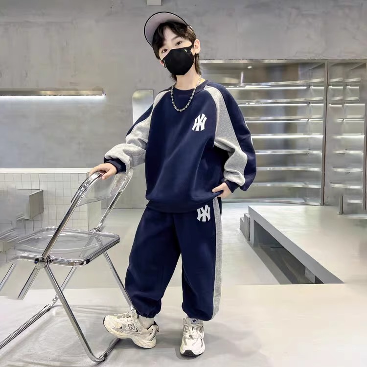 官方NY潮牌男童秋装套装2024新款儿童中大童春秋款卫衣运动服潮帅
