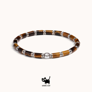 Logic 925纯银虎眼石原创设计手链5mm管珠招财转运叠戴神器 Cat