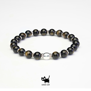 Logic s925纯银收藏级7A天然双眼金曜石手串原创小众男女手链 Cat