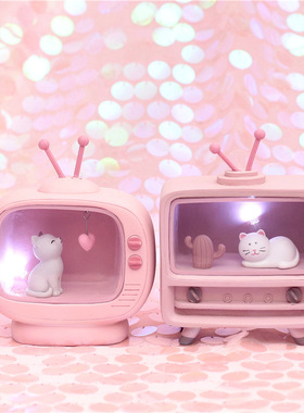 猫咪摆件卡通装饰小夜灯星星