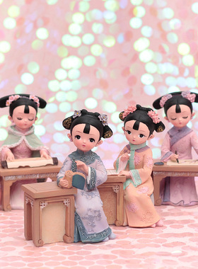 少女心宫廷风玩偶弹琴看书装饰品