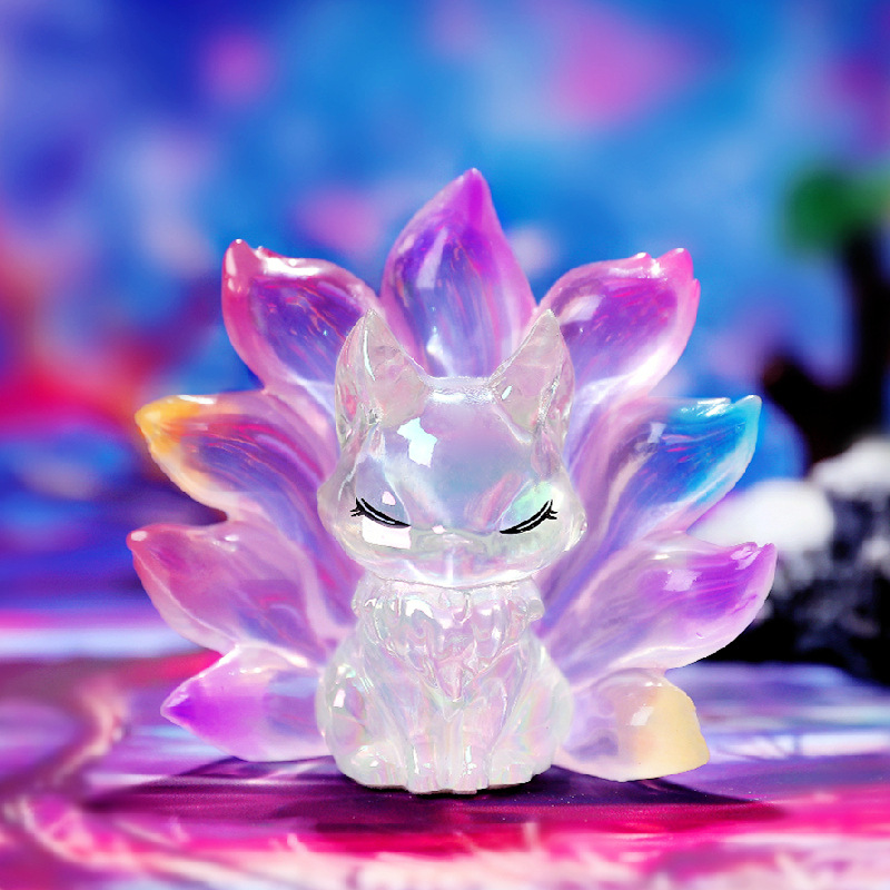 新款创意古风涂山九尾狐盲盒狐狸小摆件女生桌面装饰礼品昆仑