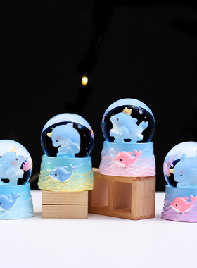 迷你小号蓝色海豚之音水晶球