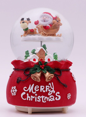 新年圣诞节飘雪音乐盒圣诞树老人