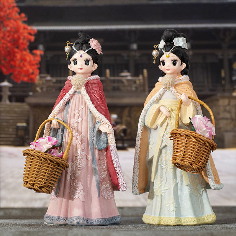 创意可爱古风提篮少女汉服宫廷