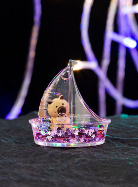 可爱迷你帆船型油滴液体沙漏