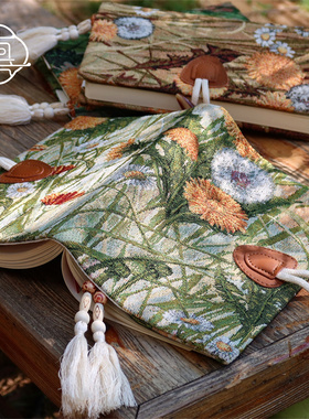 真我 秋色草木 原创复古油画手账帐本手工布书衣日记本笔记本a5a6