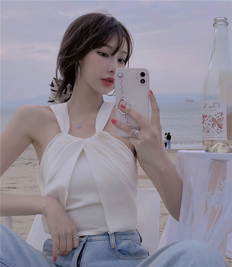 Real shot retro sexy minority satin gloss short vest with suspender