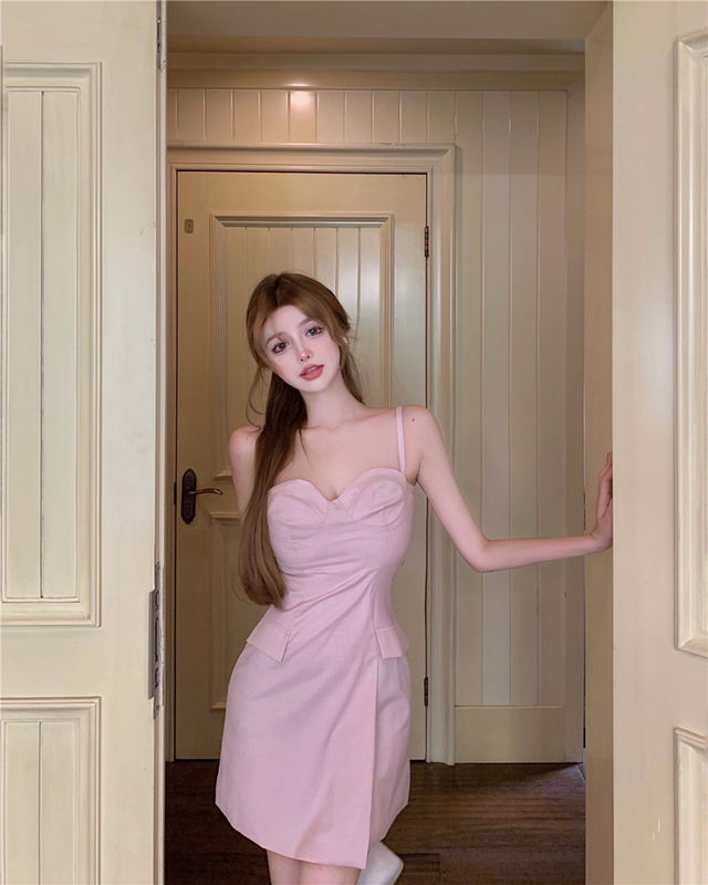 Photo of Vanity Fair pink suspender split dress girl