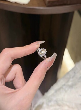 「太阳神」天然黄水晶戒指女复古宫廷风开口可调节指环送女友礼物