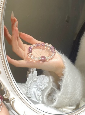 天然紫水晶手串上岸转运珠白水晶黄塔晶手链女款粉水晶手链希洛阁