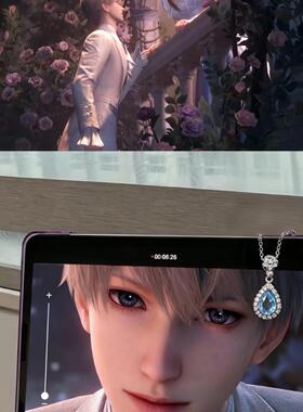 合金项链 祁煜沈星回同款眼眸项链女紫色蓝色满钻锁骨链恋与深空