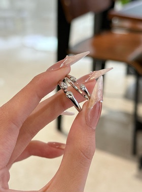 情侣小众设计感小猫爪开口戒指女轻奢高级感食指戒