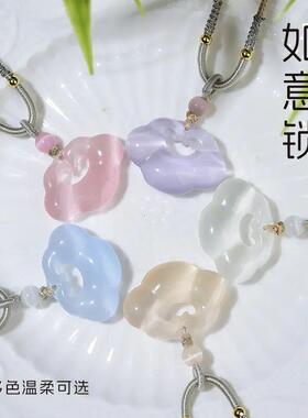 非金属锦纶吊坠 普陀山吊坠项链女祥云如意锁挂件平安长命锁锁骨