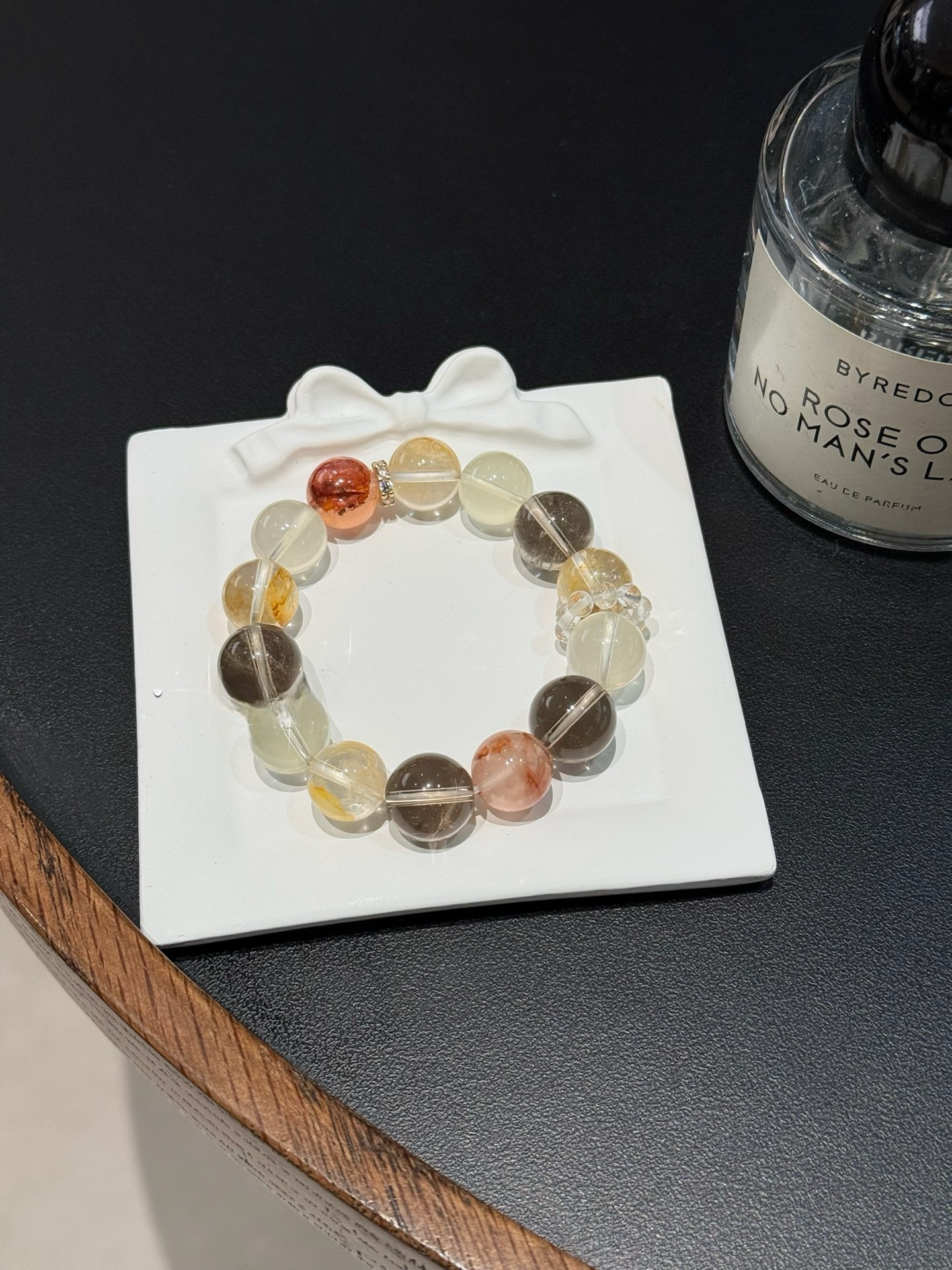 天然白色茶晶虎眼石黄水晶手链多宝手串招财转运男士大珠子女