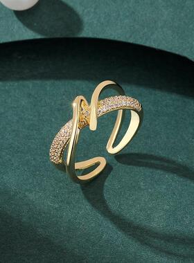 不掉色戒指轻奢冷淡风高级指环女时尚个性小众设计开口ins潮食指