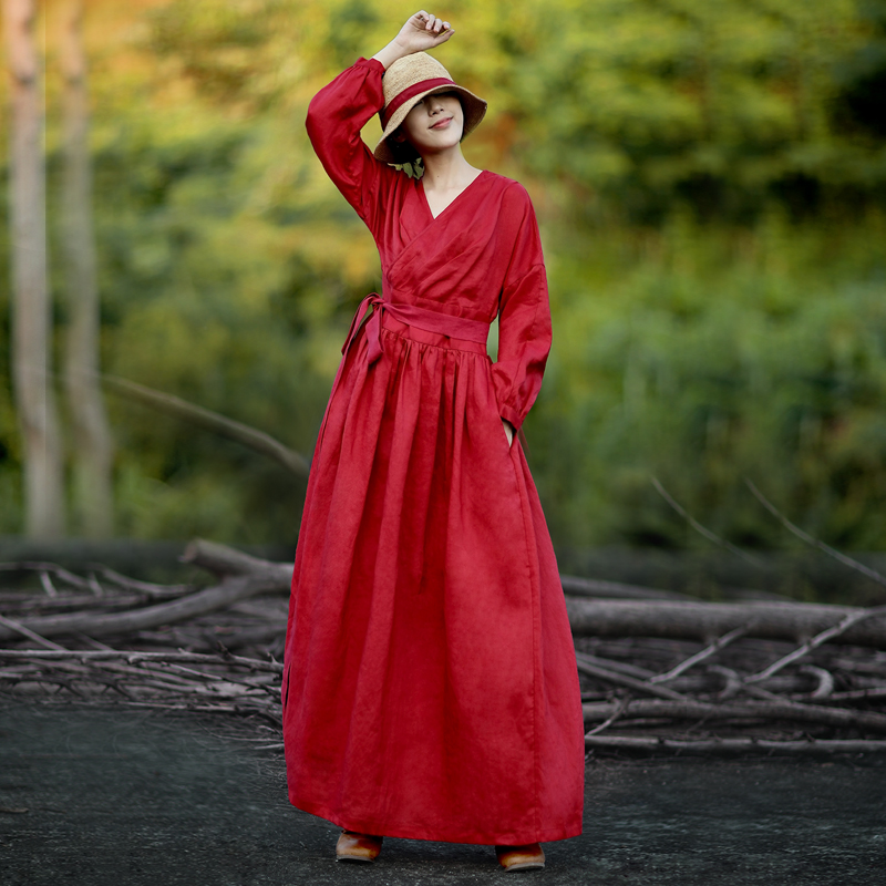 显高显瘦长裙文艺秋冬