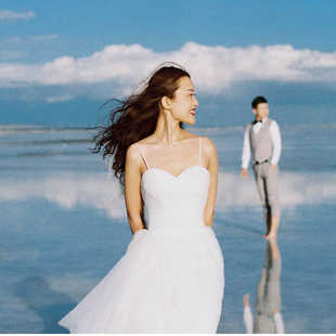 抹胸白色小纱裙领证礼服婚纱订婚小白裙短款小婚纱轻婚纱海边户外