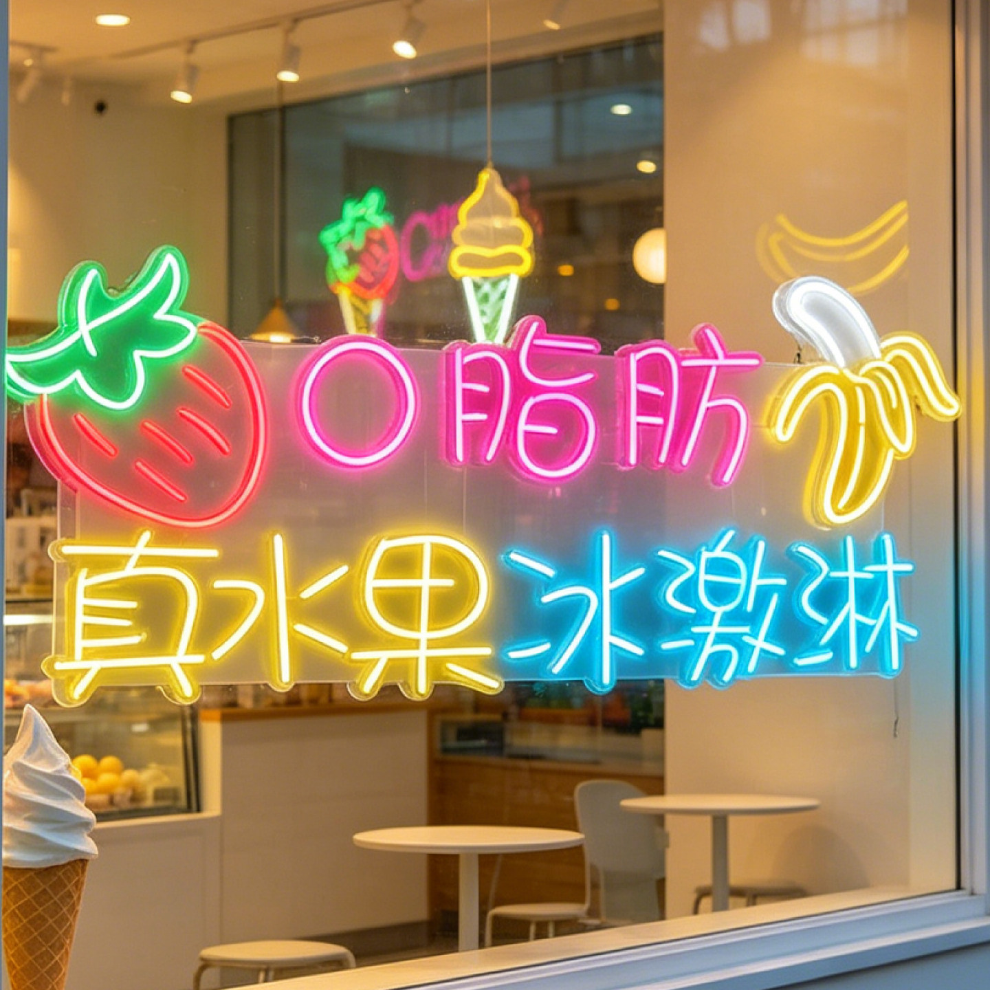 定制雪糕冰淇淋霓虹灯发光字灯牌冷饮店网红led招牌亚克力广告牌