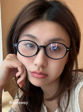sunsway椭圆小框防蓝光韩版简约近视配度数平光镜女书呆子眼镜