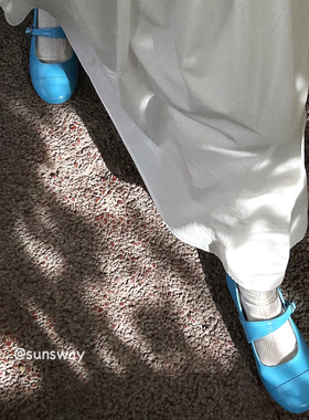 sunsway复古圆头浅口单鞋韩版ins亮色真皮玛丽珍鞋一字扣百搭单鞋