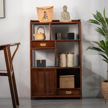 乌金木中式茶柜茶具置物架实木博古架茶叶展示柜茶架子书柜书架子