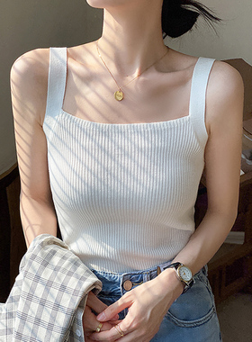 黑色吊带女西装内搭白色针织打底背心2026新款外穿春夏季短款上衣