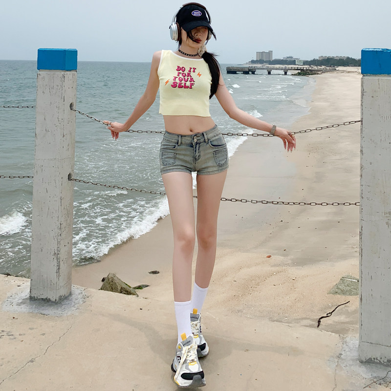 怀旧蓝美式复古辣妹牛仔短裤女2026新款夏季显瘦弹力性感超短热裤