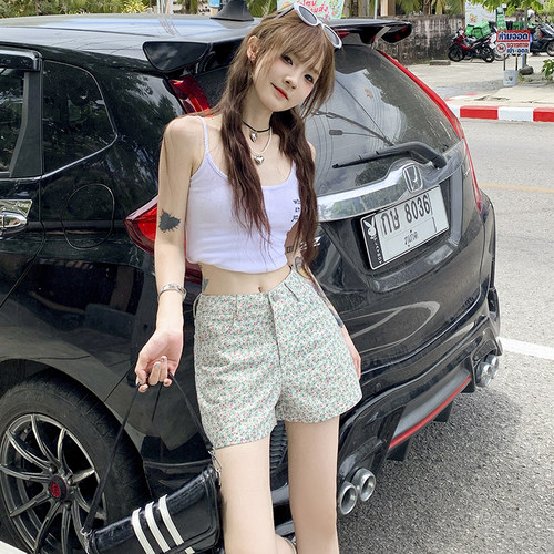 夏季甜美碎花高腰显瘦阔腿短裤
