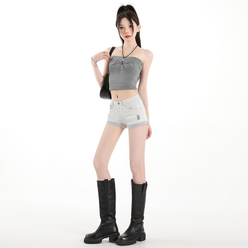 夏季美式辣妹低腰包臀牛仔热裤