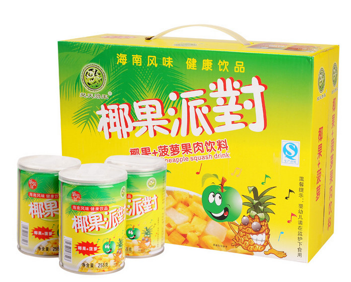 楚天碧玉椰果派对12罐礼盒饮料海南风味菠萝椰果果汁果肉果味饮料