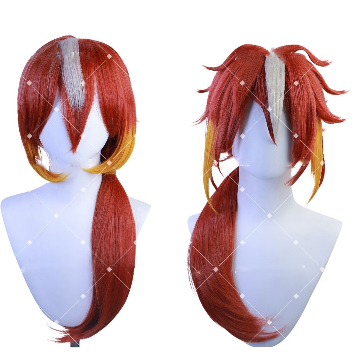 地偶偶像cos假发红色挑染假发